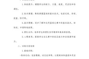 初中男子篮球训练计划